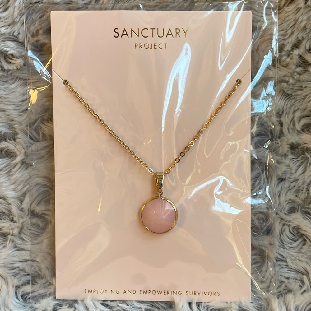 Sanctuary Project Necklace, gold and pink.